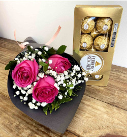 Cone de Rosas Pink com Ferrero 